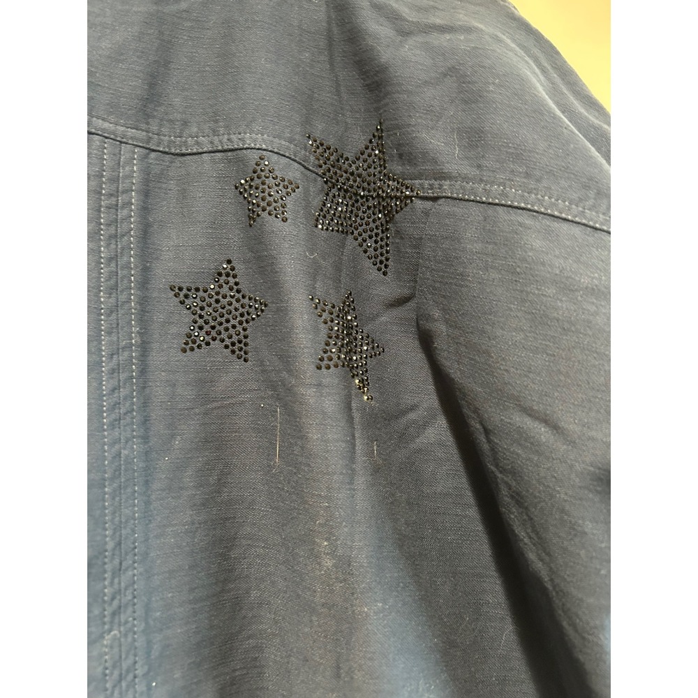 Peace Love World Navy Blue Star Peace Utility Jacket/shacket Womens Large - Picture 5 of 9